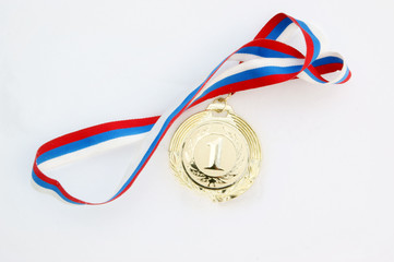 Gold medal in fresh snow as winter sport symbol