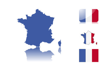 French map and flags