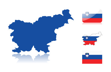 Fototapeta premium Slovenian map and flags