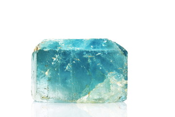 Large natural blue Topaz crystal, birthstone for November - obrazy, fototapety, plakaty