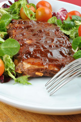 asian style rip with tomatoes and salad