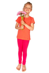 Lovely blond girl with flowers