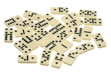 Dominoes - white dice on a white background