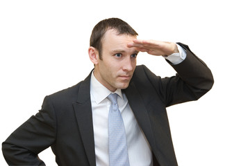 Man searching on white background