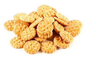 Pile of biscuits isolated on white
