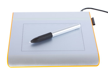 Graphic tablet isolated on white with clipping path