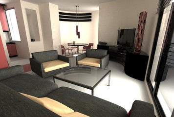 modern living room, 3d render