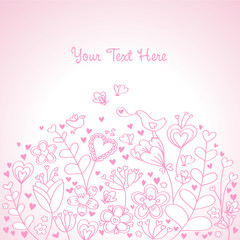 Heart Floral Background Pink