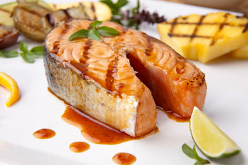 Grilled Teriyaki Salmon Steak
