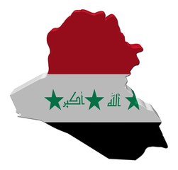 Iraq map flag 3d render on white illustration