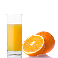 orange juice and orange isolated on white