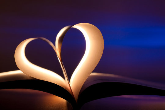 Open book in heart shape