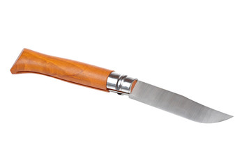 Knife with wooden handle