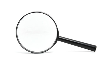 black magnifying glass over white background
