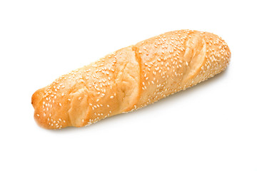 Tasty baked roll with sesame isolated