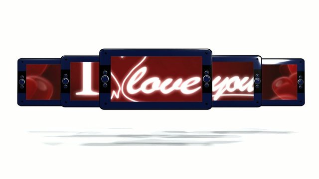 Cell phone I love you sms message 3D video animation