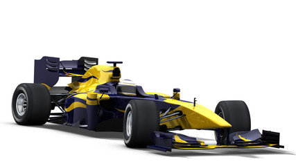 race car on white - blue & yellow