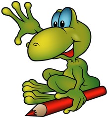 Frog Painter - cartoon illustration