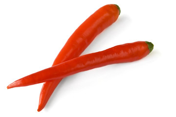 Chilischoten isoliert auf weißem Hintergrund mit Schatten