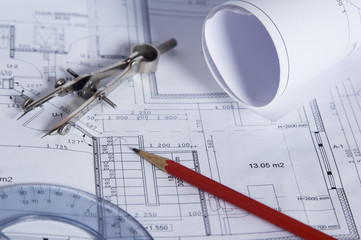 The house construction plan, the closed composition
