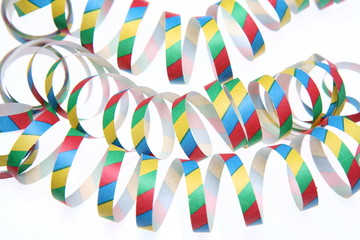 Obraz premium Colorful streamers on white background