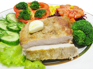 cooked meat with vegetables