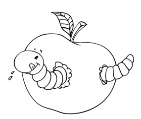 Apfel, Wurm, Raupe, Apple