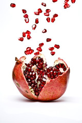 Ripe Pomegranate fruit, opened - obrazy, fototapety, plakaty