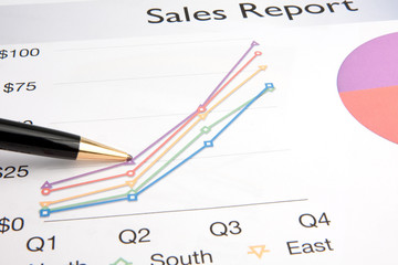 Pen Resting on a Sales Report