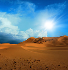 Fototapeta na wymiar Piaszczysta pustynia w ciągu dnia
