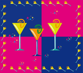 multicolored cocktail vector frame