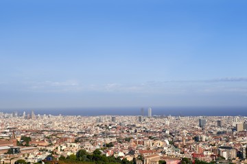 Fototapeta na wymiar Barcelona skyline horizon from Tibidabo