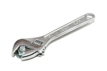 Adjustable Wrench with Bolt, Nut, and Washer