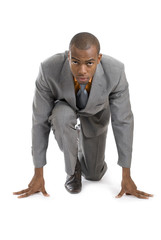 African american business man ready to run