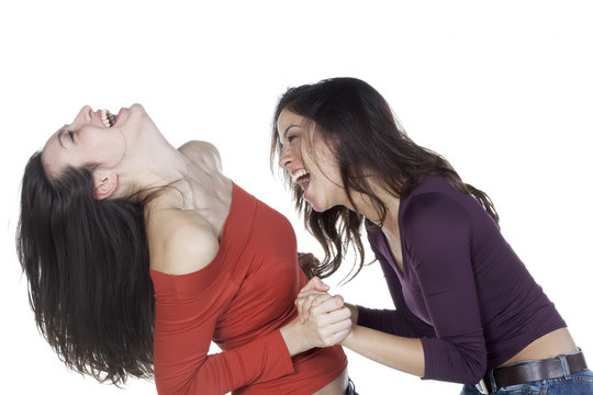 deux jeunes femmes &eacute;clat de rire
