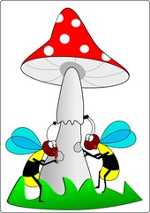 Wasps and toadstool