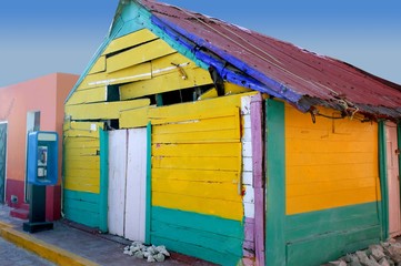 Caribbean Mexican grunge colorful house