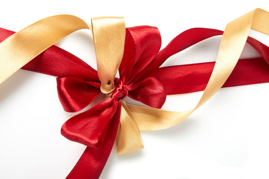 satin ribbons on the white background