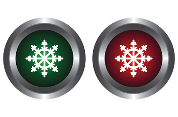 Two buttons with snowflakes