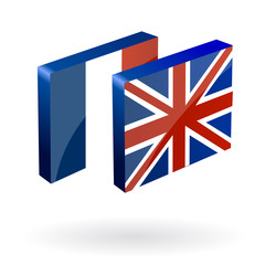 english french translation button 3d vector