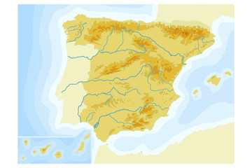Fototapeta premium mapa fizyczna hiszpanii