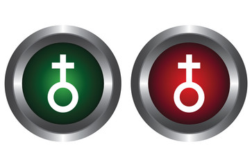 Obraz premium Two buttons with the symbol of Venus