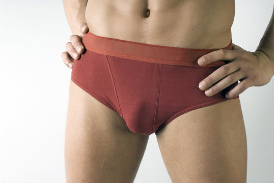 attractive male body in red underwear