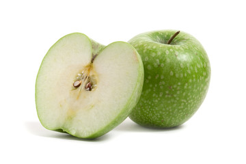 fresh green apple with half