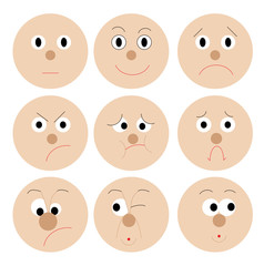 Set of vector funny mug smileys