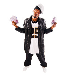 Cool hip-hop young man on white