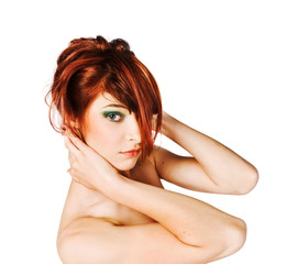 Obraz premium One young red girl closeup