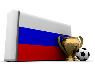 football cup with flag o russia