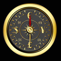 bright golden money compass