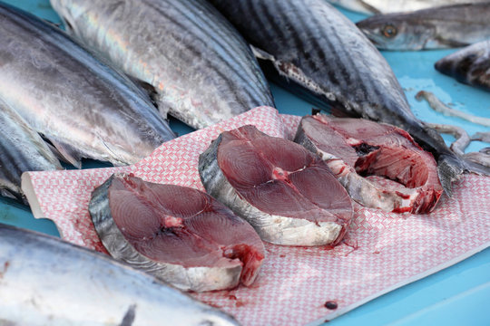 March&eacute; aux poissons : Tranches de thon rouge